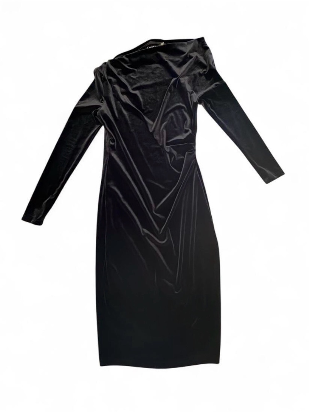 Lauren Ralph Lauren Black Velvet Long-Sleeve Midi Dress